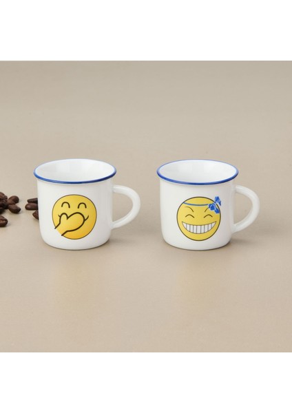 Gülen Yüz Desenli Türk Kahvesi Fincanı - Asorti - 80 ml fiyatları