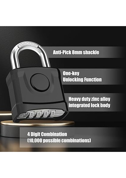 54 mm Ağır Şifreli Kilit, [tek Düğmeli Kilit] Hava Şartlarına Dayanıklı 4 Haneli Şifreli Kilit, Güvenlik Kilidi, Gömme Toka, Hırsızlığa Karşı Emniyetli Asma Kilit, Avlu, Çit, Garaj Için, Siyah fırsatları