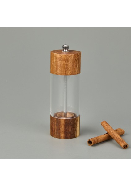 Akasya Küçük Boy Baharat Öğütücü - Açık Kahverengi / Şeffaf - 10 cm fiyatları