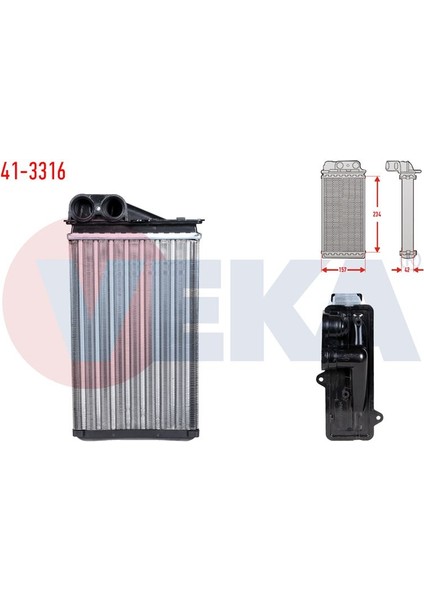 VEKA-41-3316 - Kalorıfer Radyatoru Mekanık Peugeot 207 (Wa,wc) 1.4 Hdı 2006-2012