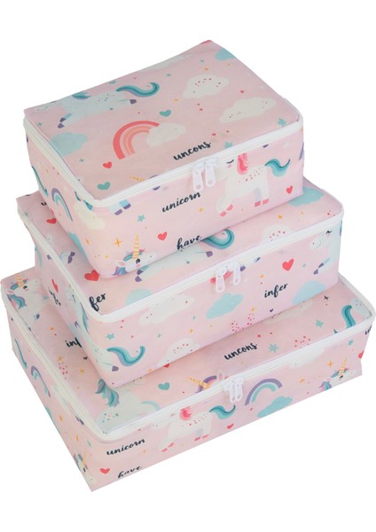 7'li Unicorn Desenli Bavul Içi Düzenleyici Valiz Düzenleyici Organizer Set