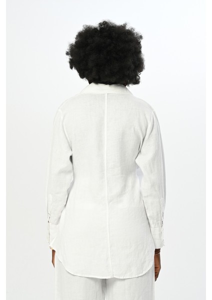 Kadın Yandan Bağlamalı Beyaz Gömlek indirimleri