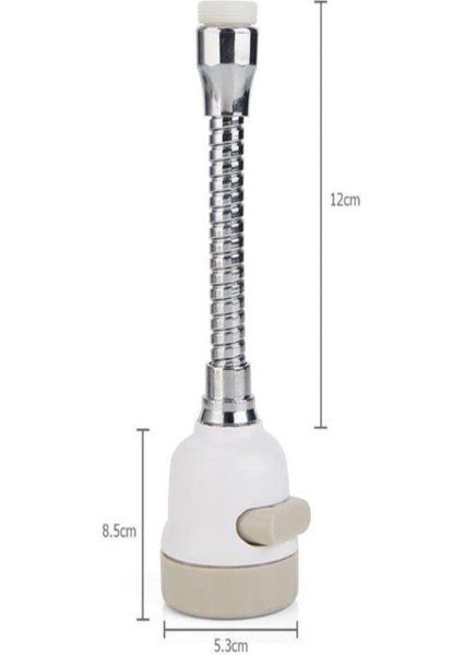 Beyaz 360° Dönerli Fonksiyonlu Mutfak Lavabo Batarya Musluk Başlığı Esnek Turbo Flex