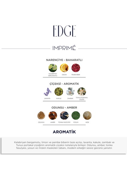 Edge Edp Erkek Parfüm 50ML | Aromatik & Odunsu | Bergamot, Limon, Pembe Biber, Lavanta, Amber, Misk indirimleri