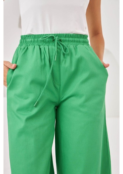 Kadın Beli Lastikli Rahat Kalıp Pamuk Gabardin Pantolon fırsatları