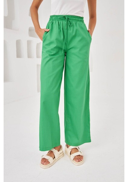 Kadın Beli Lastikli Rahat Kalıp Pamuk Gabardin Pantolon indirimleri