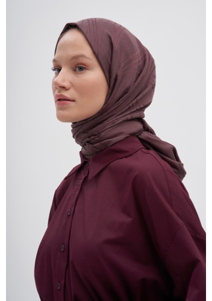 Simetrik Jakar Italyan Ipekli Şal Koyu Gül Kurusu