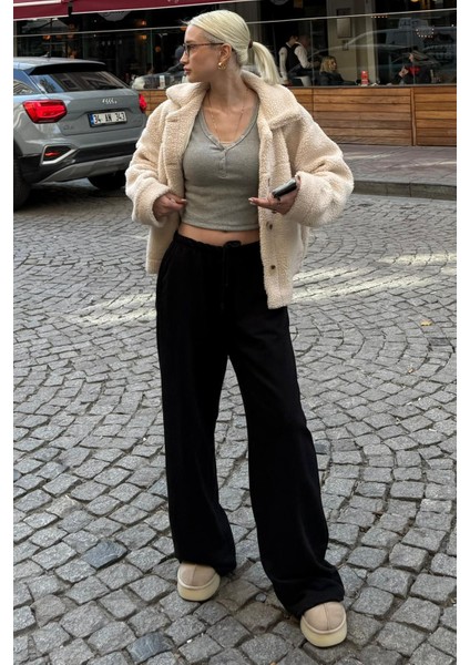 Siyah Barrel Fit Kadın Eşofman Altı MG2553