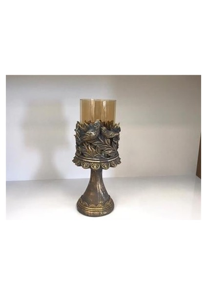 Dekoratif Kuşlu Ayaklı Mumluk Salon & Ev Aksesuarı