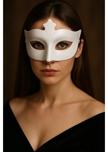 Beyaz Maske Parti Maskesi Yetişkin Kadın Kostüm Aksesuarı Şık ve Zarif Tasarım Göz Maskesi modelleri