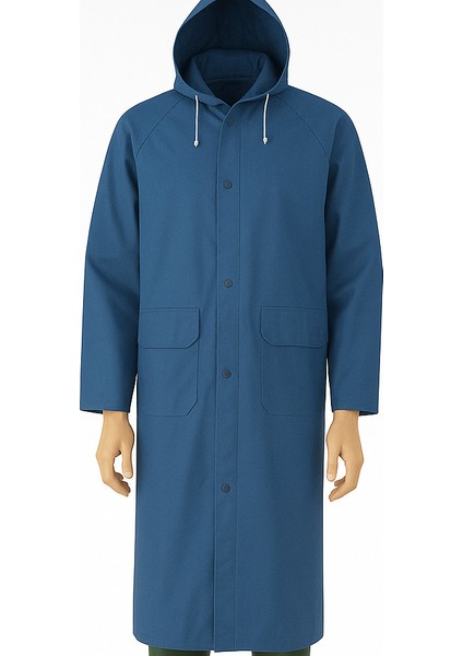 Yağmurluk Kapüşonlu 0.32 Mikron Kalınlık Fermuarlı Çıtçıtlı Su Geçirmez Iş Tipi Yağmurluk