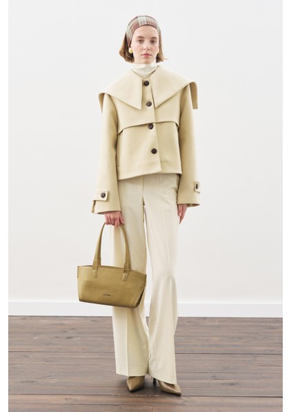 Düğme Detaylı Kaşe Ceket Kum fiyatları