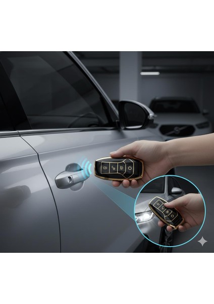 Premium Şık Metalize Anahtar Kabı Seul U -Atto 3 Anahtar Uyumlu modelleri