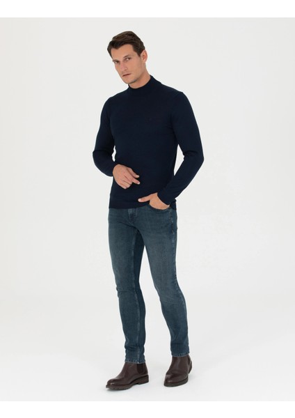 Erkek Slim Fit Basic Kazak - Lacivert fiyatları