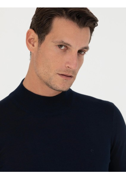 Erkek Slim Fit Basic Kazak - Lacivert fırsatları