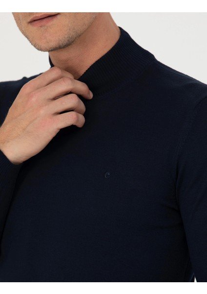 Erkek Slim Fit Basic Kazak - Lacivert