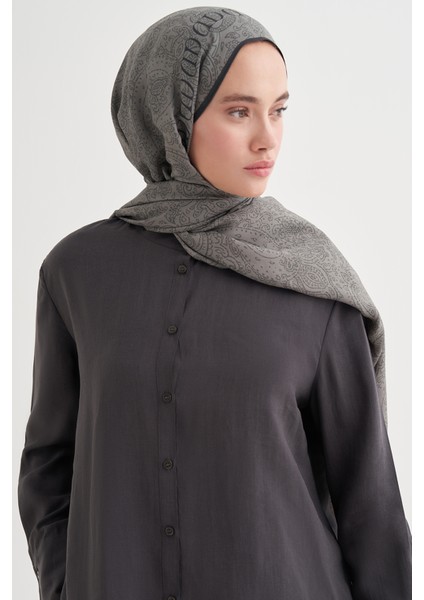 Elenora Monogram Floş Şal Gri