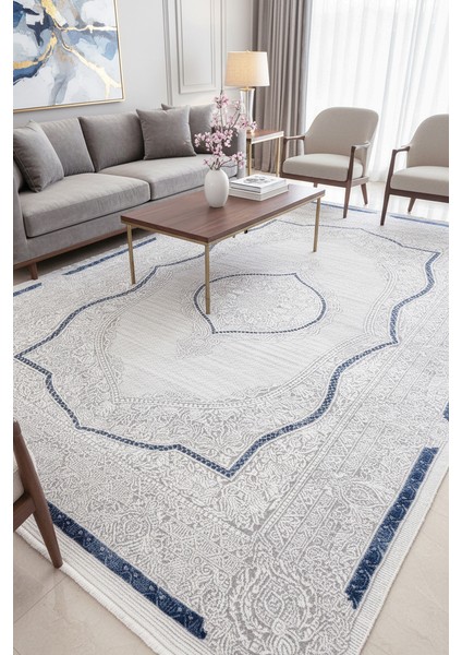 Serri Salon Halısı Oturma Odası Halısı Klasik Desenli Halı Yumuşak Dokulu Modern Dokuma Halı