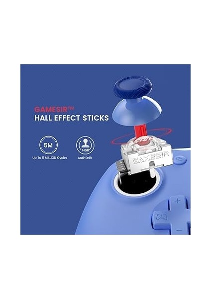 Xbox Series X|s, Xbox One ve Windows 10/11 Için G7 Se Kablolu Oyun Kumandası, Hall Efektli Joysticks/hall Trigger, 3,5 mm Ses Jakı - Mavi fiyatları