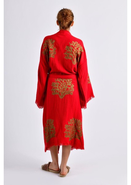 Kırmızı Ethereal Coral Kimono modelleri
