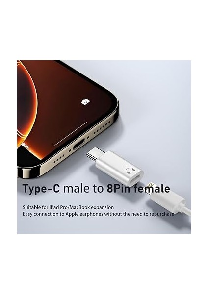 Usb-C - 8pin (Lightning) Kulaklık Adaptörü | Hi-Fi Ses Kalitesi | Mikrofon ve Kumanda Destekli Otglv fiyatları