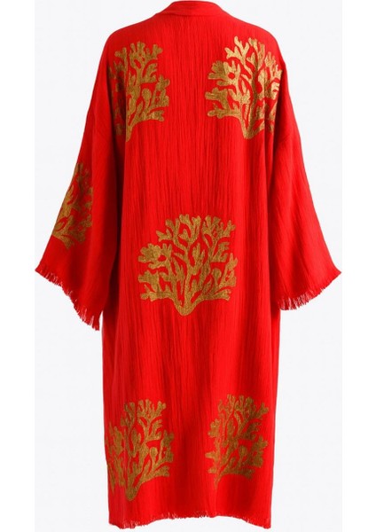 Kırmızı Ethereal Coral Kimono