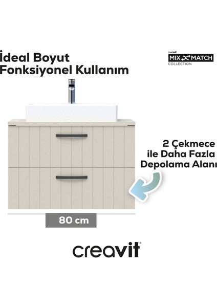 D10 Next Lavabo Dolabı Iki Çekmeceli 80 cm Dafne Lake Kapak modelleri