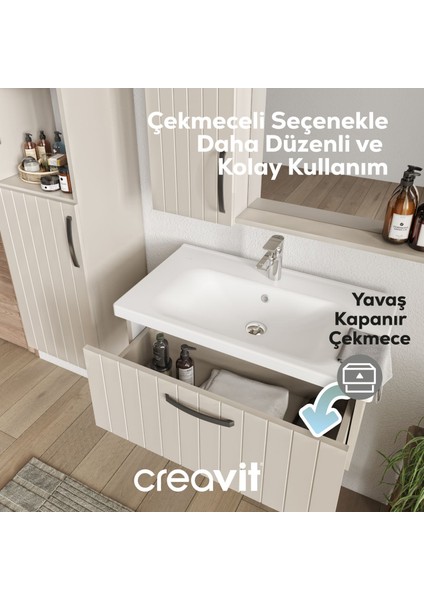 D10 Next Lavabo Dolabı Iki Çekmeceli 80 cm Dafne Lake Kapak indirimleri