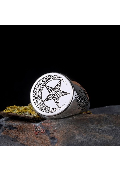 925 Ayar Gümüş Ayyıldız Model Kelime-I Tevhid Yazılı Erkek Yüzük fiyatları