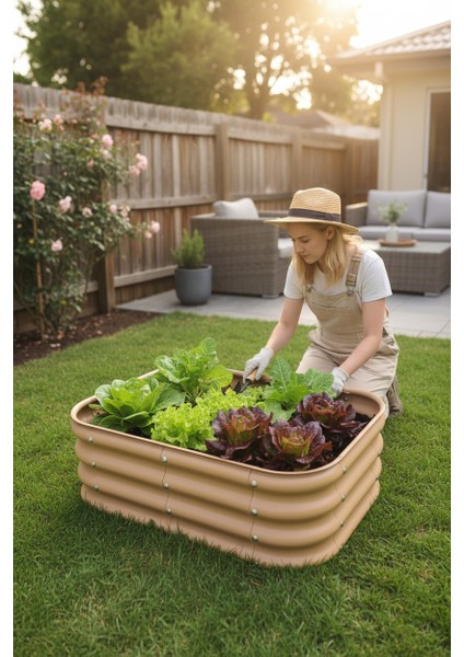 Modüler Yükseltilmiş Bahçe Yatağı Yükseltilmiş Sebze Yatağı No:2 (85X60) Bej