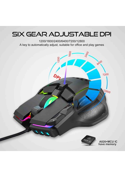 S700 Rgb Gaming Mouse – 9 Tuşlu, 12800 Dpı Ayarlı, Kablolu, Makro Destekli, Ergonomik Oyuncu Mouse fiyatları