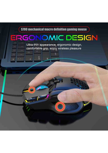 S700 Rgb Gaming Mouse – 9 Tuşlu, 12800 Dpı Ayarlı, Kablolu, Makro Destekli, Ergonomik Oyuncu Mouse indirimleri