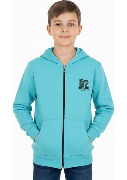 Erkek Çocuk Hırka 2 Iplik Şordonlu Baskılı Kapüşonlu
