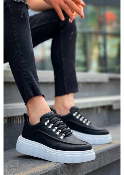 KB-X10 Kuback Siyah Cilt Beyaz Yüksek Taban Günlük Spor Ayakkabı modelleri