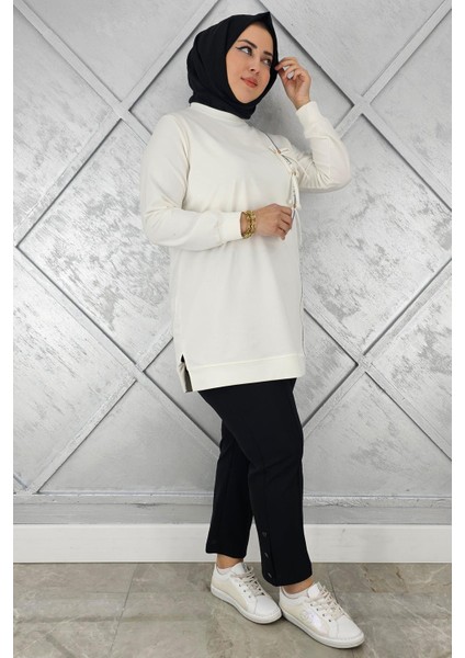 Kadın Düğme Taş Detaylı Biyeli Tesettür Tunik fiyatları