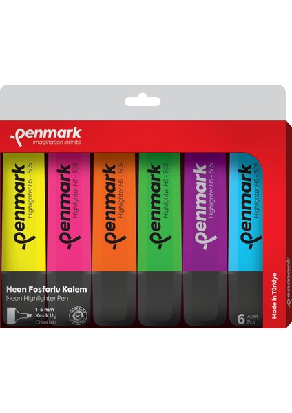 Fosforlu 6'lı Karışık Renk Neon