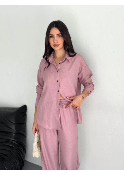 Gömlek Pantolon Ikili Takım - Toz Pembe