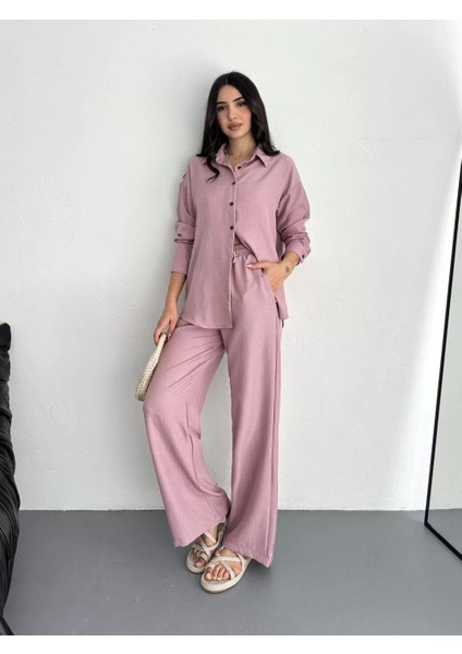 Gömlek Pantolon Ikili Takım - Toz Pembe modelleri