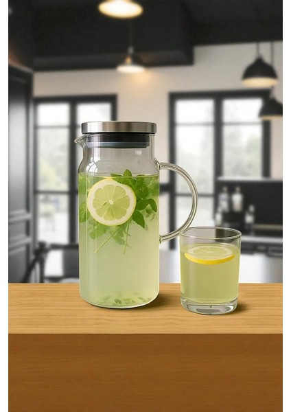 Lumora Krom Kapaklı Isıya Dayanıklı Borosilikat Süzgeçli Cam Sürahi 1500 ml modelleri