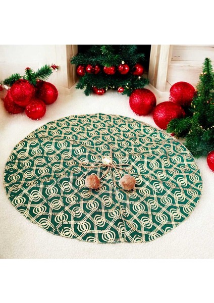 Yılbaşı Çam Ağacı Altı Örtüsü, Çam Ağacı Ayak Halısı Örtüsü, Yeşil Renk, Desenli Delikli Kumaş,65 cm fiyatları