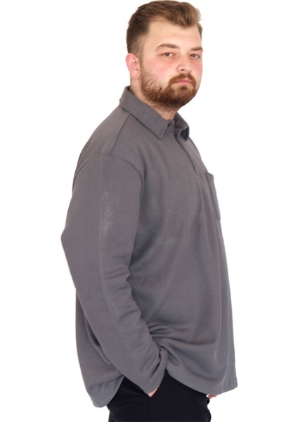 Mode Xl Büyük Beden Tshirt Polo U.kol Cepli 22446 Füme modelleri