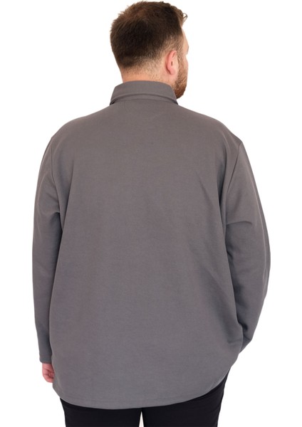 Mode Xl Büyük Beden Tshirt Polo U.kol Cepli 22446 Füme fırsatları