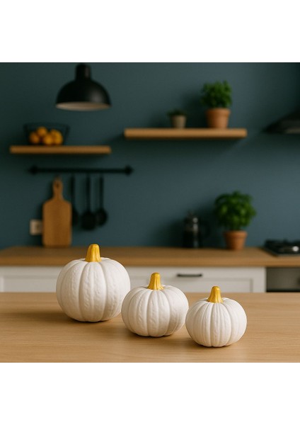 Modern Ev Dekorasyonu Kabak Seti (3’lü, Beyaz-Altın) modelleri