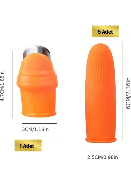 5 Parça Pratik Parmak Koruyucu 1 Parça Baş Parmak Bıçaklı Eldiven Sebze Meyve Soyucu Kesme Ayıklayıcı Silikon Set indirimleri