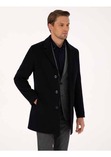 Erkek Lacivert Ex. Slim Fit Kaşe Kaban 50314200-VR033 modelleri