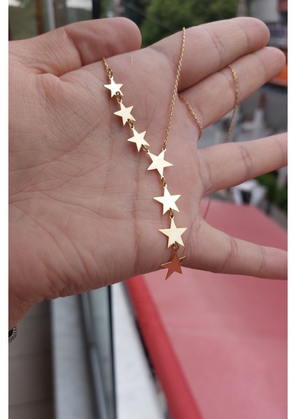 925 Ayar Gümüş 24 Ayar Altın Kaplama Kayan Yıldız Kolye