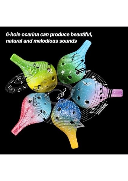 6 Delik Seramik Ocarina Alto C Basit Yıldızlı Stil Müzik Aleti Kordon ile Müzik Aşığı ve Öğrenci Için Müzik Puanı indirimleri