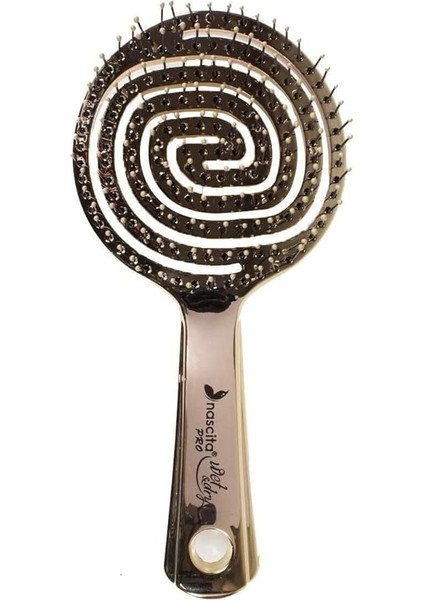 Pro 3D Flexi Kontrol Açma Tarama Saç Fırçası Altın - 35