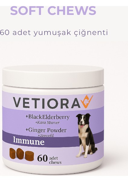 Köpekler İçin Sindirim ve Bağışıklık Sistemi Güçlendirici Immune. Keçi Boynuzu, Kara Mürver Özü, Çörek Otu, Tarçın ve Zencefilli, Ödül Formunda, 60 Adet, 150 gr fiyatları