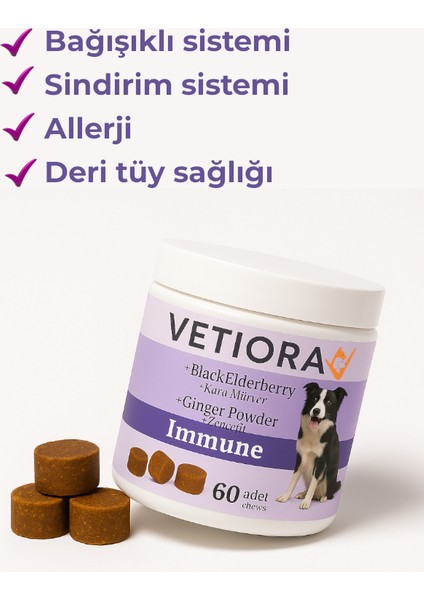 Köpekler İçin Sindirim ve Bağışıklık Sistemi Güçlendirici Immune. Keçi Boynuzu, Kara Mürver Özü, Çörek Otu, Tarçın ve Zencefilli, Ödül Formunda, 60 Adet, 150 gr fırsatları